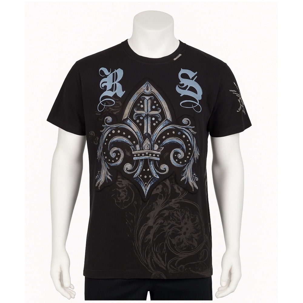 Rebel Spirit‎ XXL Black Graphic T Shirt Royalty Rhinestone Streetwear Graphics
